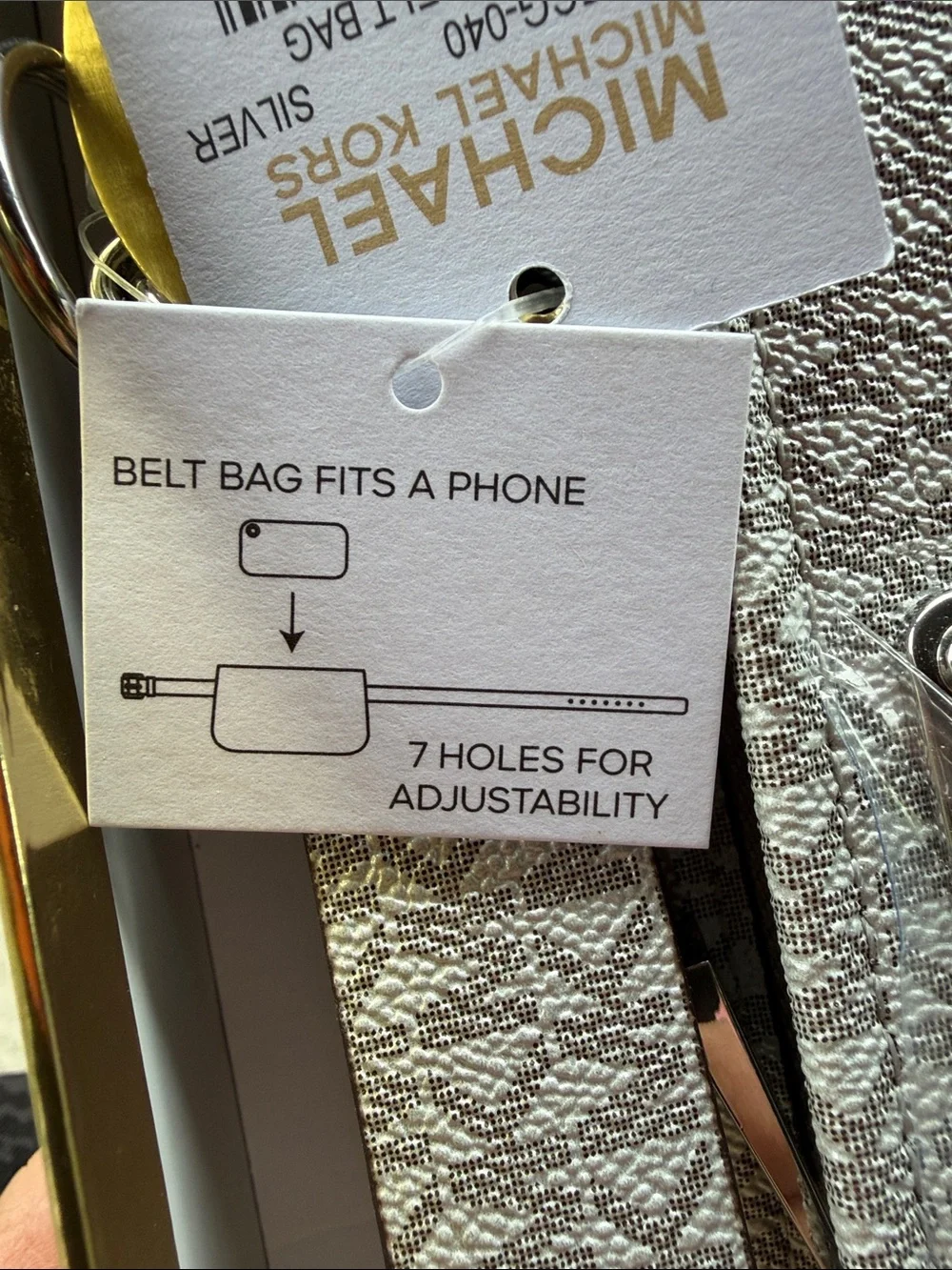 Michael Kors Metallic Silver Logo Belt Bag